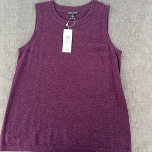 NWT Eileen Fisher Sleeveless Sweater Merlot Tencel Lyocell, Merino wool, Alpaca